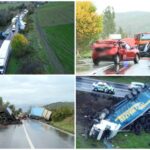 TIR din Sălaj plin cu anvelope, răsturnat pe o șosea din Mureș. Șoferul a fost transportat cu elicopterul la UPU Târgu Mureș.