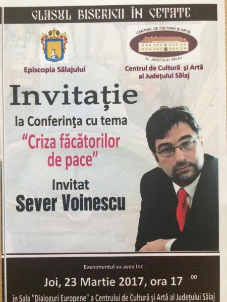 Sever Voinescu sustine azi la Zalau conferinta Criza facatorilor de pace